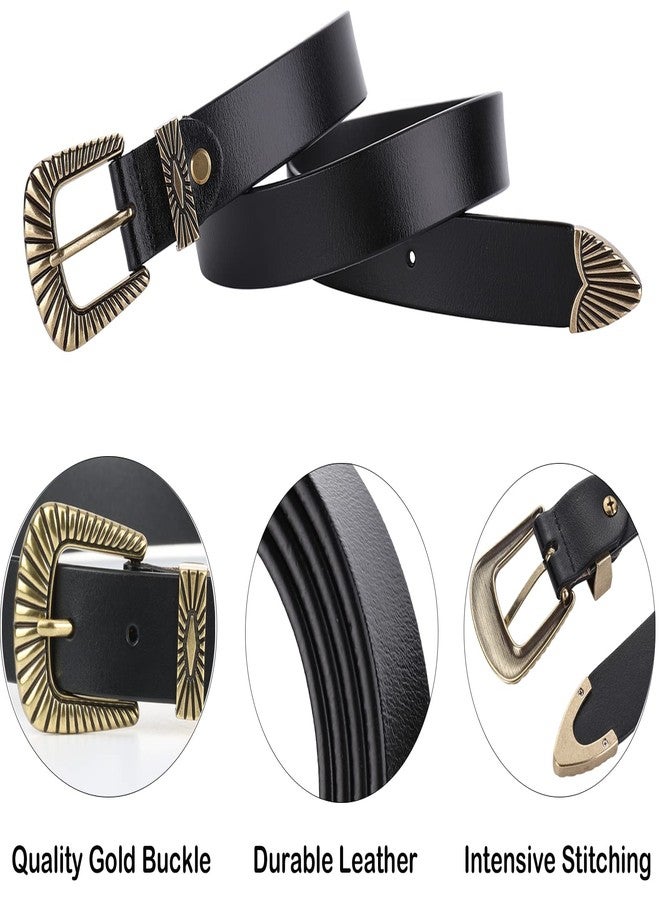 ALAIX Belts for women Women's Belts Silver Gold Buckle leather belts Black Western belts Jeans Pants belts for women - Image 4